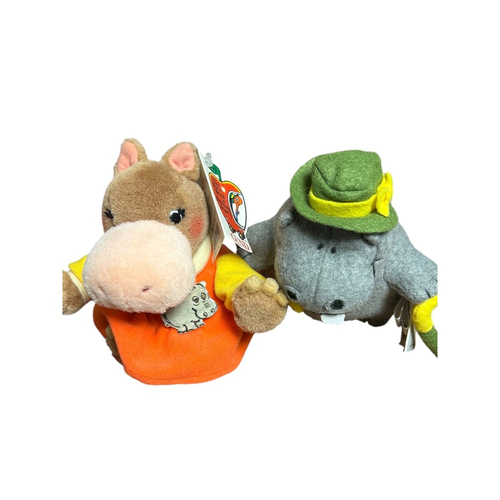 Vintage 90s Plush Lot Hilda Hippo Gund George & Martha Crocodile Creek Tags